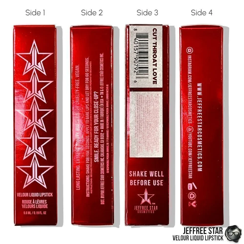 JEFFREE STAR VELOUR LIQUID LIPSTICK CUT THROAT LOVE RED FULL PIGMENT LIP COLOR